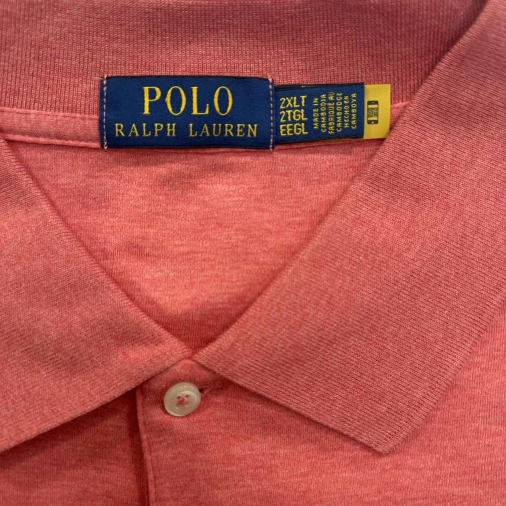 Polo Ralph Lauren Polo Shirt Mens 2XLT Heather Pink Soft Cotton Classic Fit Golf